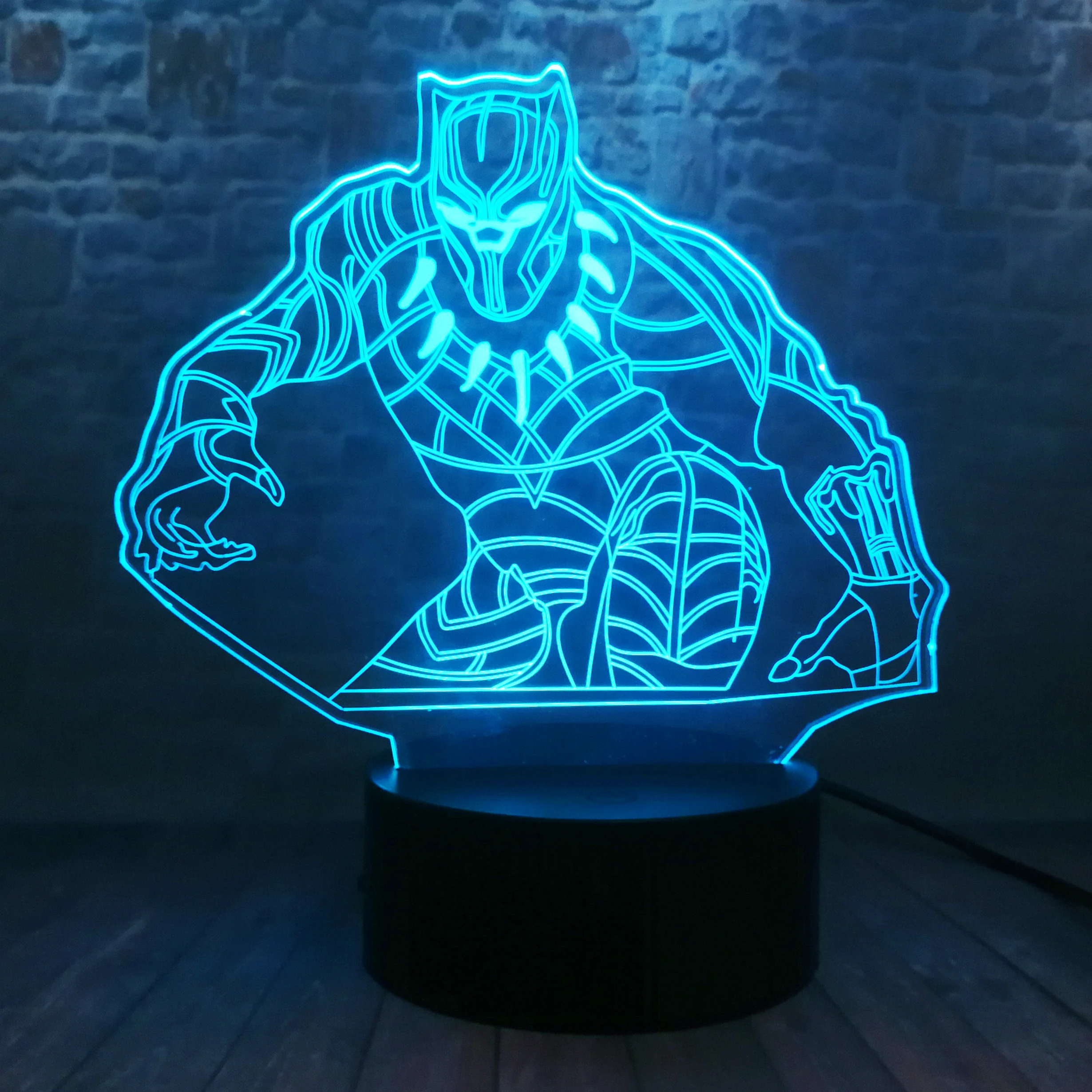 Мстители конец игры Черная пантера фигуры 3D иллюзия Ночной светильник