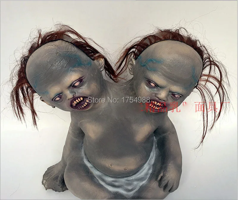 Хэллоуин Вечеринка Реквизит ужас двойная голова кукла дом с привидениями