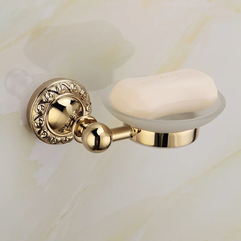 

Gold carved bathroom hardware set toilet brush holder robe hook antique bathroom accessories wall-mounted bathroom products