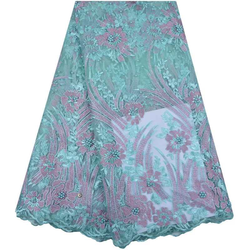 2018 модное женское кружевное Тюлевое кружево с жемчугом кружевная ткань для