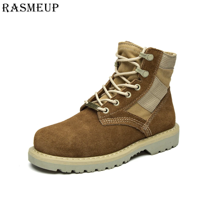 RASMEUP/Женские Ботинки martin из натуральной кожи; коллекция года; сезон осень; женские военные ботинки; женские ботинки для мотокросса на шнуровке; большие размеры 35-44 - Цвет: brown