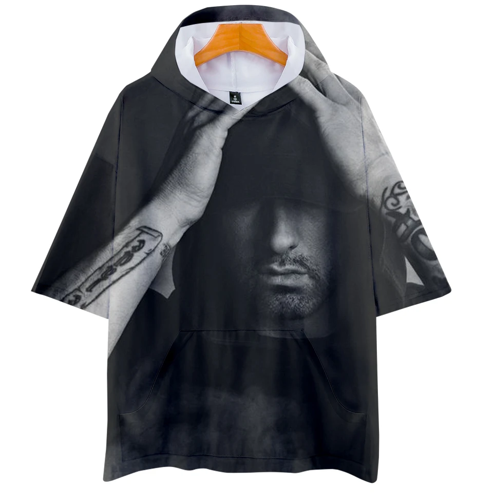 Худи с коротким рукавом EMINEM рубашки в стиле Харадзюку принтом черепа
