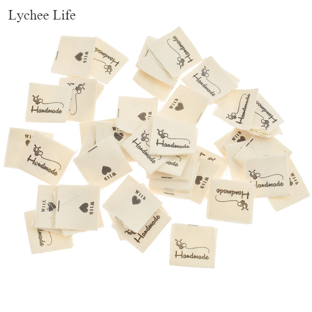 1 Lychee Life 50 шт. ручной работы Тканые ярлыки с надписью одежда обувь сумки ручной работы хлопковые этикетки Diy бирки для одежды Швейные материалы - Цвет: 1