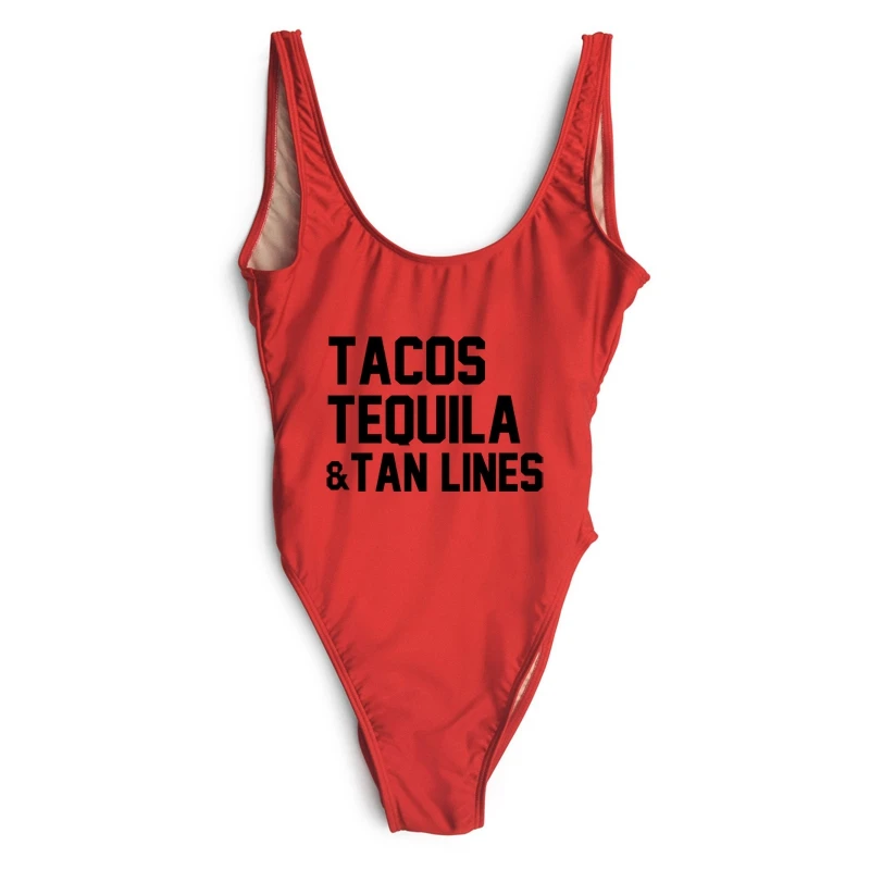 TACOS TEQUILA & TAN Line Цельный купальник пляжный женский сексуальный боди большого