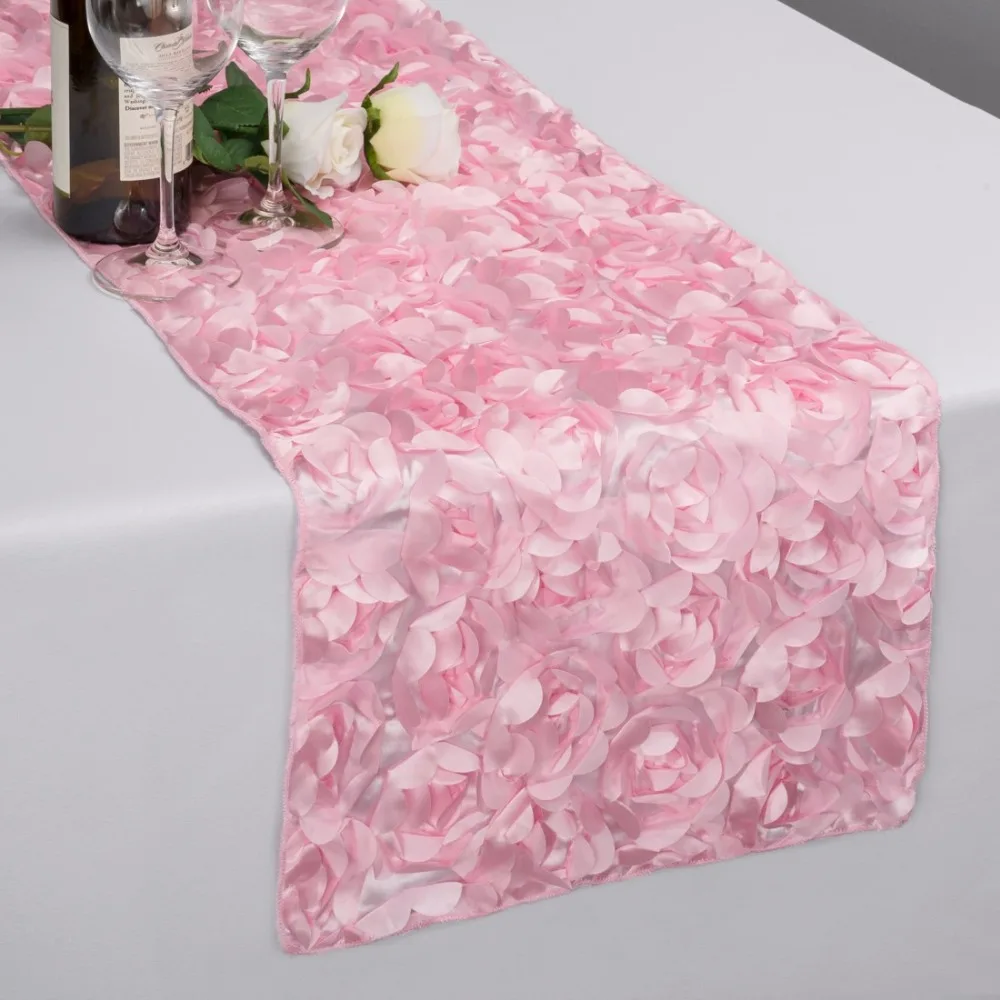 Новые модные атласные настольные дорожки с розочками 30x275 см, 3D грандиозная Роза, украшения для свадебной вечеринки, домашний текстиль, настольные дорожки