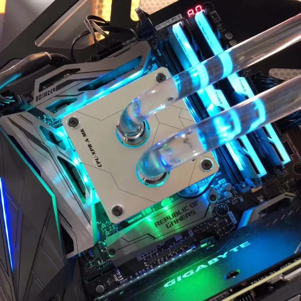 Bykski cpu водный блок для INTEL LGA1150 1151 1155 1156 2011 2066X99 I7 RGB светильник с поддержкой 5 в 3PIN GND коннектор к материнской плате