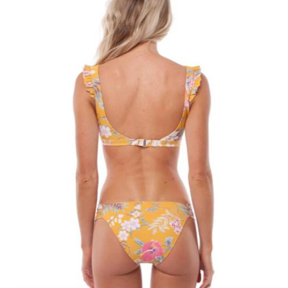 2018 сексуальный пуш-ап бикини женский купальник с рюшами розовый цветочный