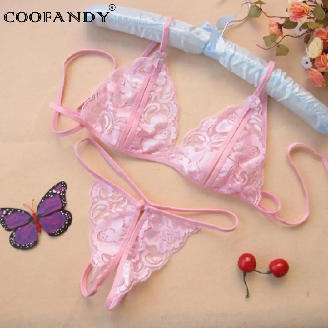 Через назад лук кружева с связать видеть стринги Для женщин белье пижамы |