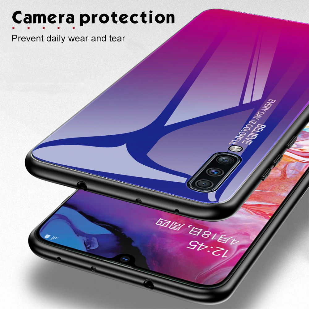 Роскошный градиентный чехол из закаленного стекла для Samsung Galaxy A70 SM-A705F/DS A70S SM-A707F/ds
