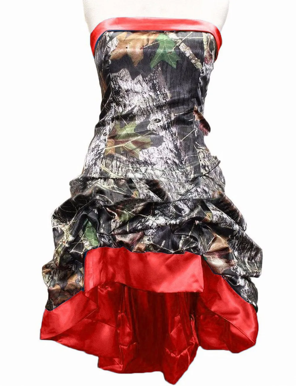 Мини-платье свадебное ТРАПЕЦИЕВИДНОЕ с камуфляжной аппликацией без рукавов