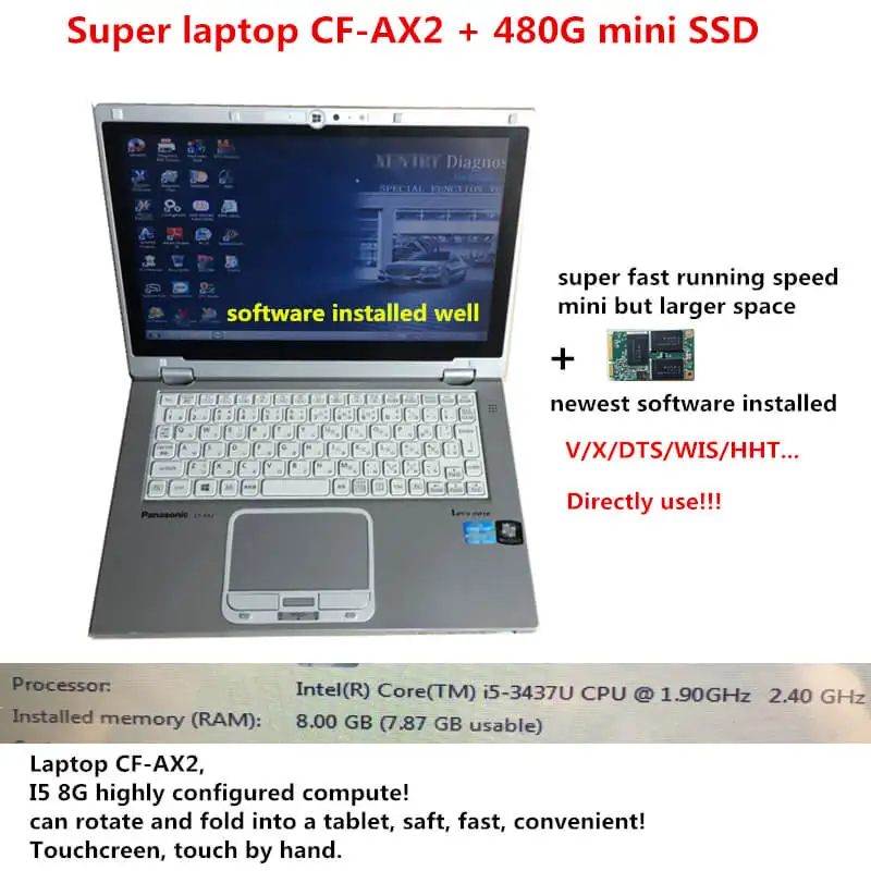 MB Star C5 SD подключения+ CF-AX2 для ноутбука 480G SSD,12 V добавлен HHT для Mb Star C5 новейший диагностический инструмент для автомобилей MB