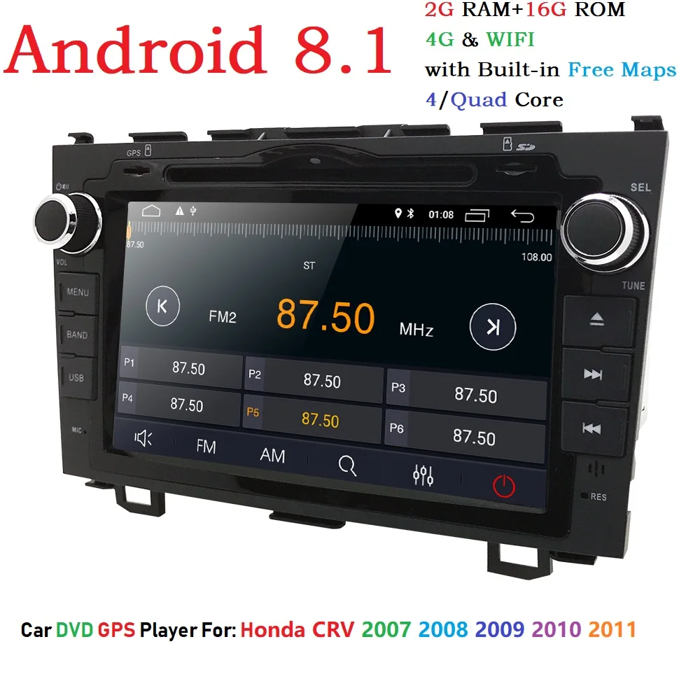 2G+16G 2DIN Android 8.1 Car DVD Player For HONDA CRV CR-V CR V 2007-2011 GPS Navigation Radio WIFI Multimedia Stereo VideoOutput |