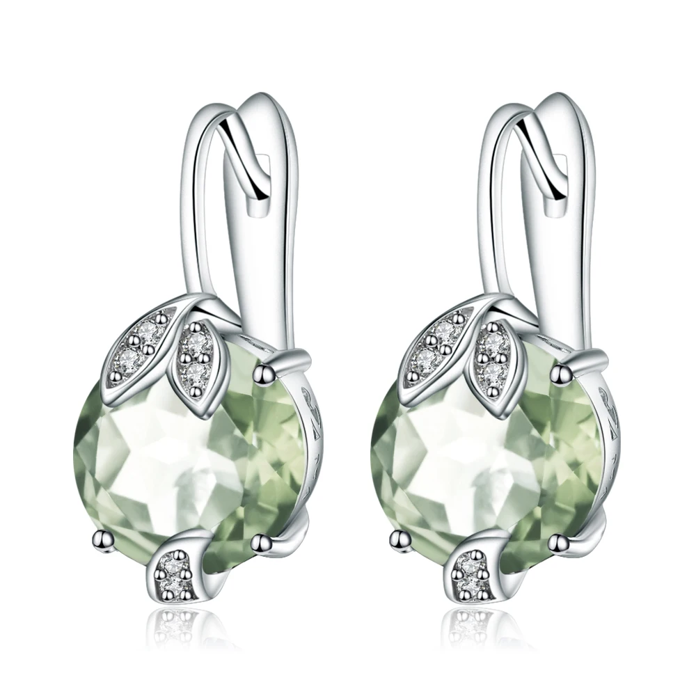 GEM'S балетные 925 пробы серебро 6.65Ct натуральный зеленый аметист драгоценный камень Свадебные обручальные серьги-гвоздики для женщин хорошее ювелирное изделие