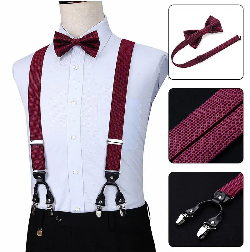 Мужские подтяжки, вечерние, свадебные, в клетку, продано, мода, различные 6 клипов, предварительно завязанная бабочка Карманный платок, набор, регулируемые подтяжки S05