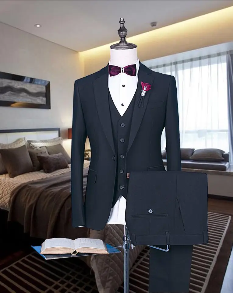 2018 новый темно-синий мужской костюм жениха Slim Fit для шафера Выпускной ужин бизнес