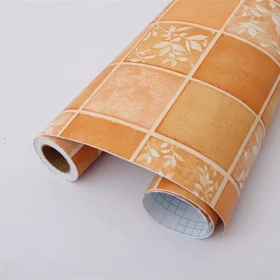 Orange DIY самоклеющиеся мозаичные обои рулон ванная, туалет, кухня Backsplash контактная бумага ПВХ Виниловая Водонепроницаемая наклейка для украшения дома - Цвет: Orange