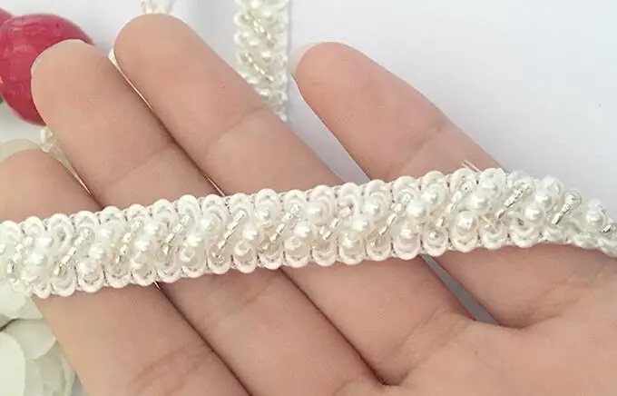 1,2 см широкая Горячая DIY жемчужная Вышивка швейная Цветочная кружевная ткань аппликация воротник ленточная отделка бахромы кисточка гипюр платье украшение