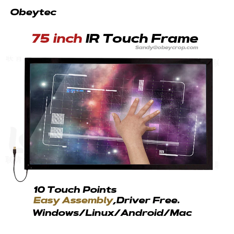Obeytec 7" TURE 10 точек касания ИК сенсорная рамка, легко собрать, высокая совместимость, без стекла OBF75WH00D