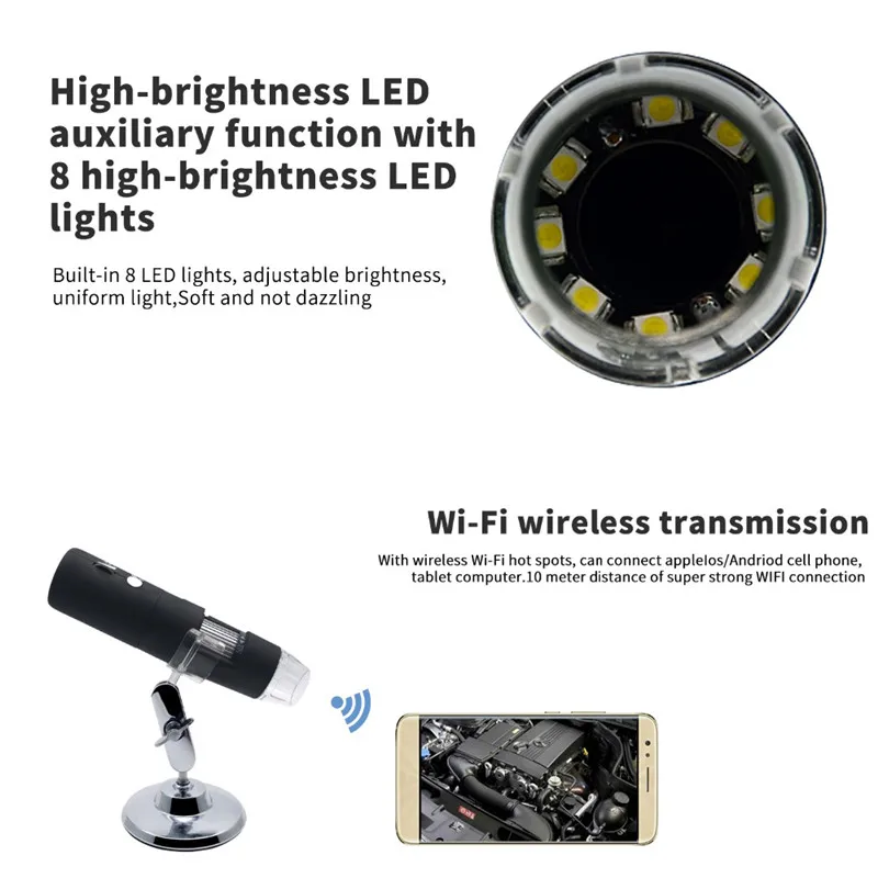 1080P 1000X WiFi цифровой микроскоп для Android Iphone мобильный телефон 8 светодиодный 3в1 детский цифровой микроскоп USB эндоскоп зум Камера