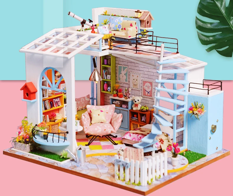 Cutebee Каса Кукольный дом миниатюрная мебель кукольный домик DIY Миниатюрные домики комната коробка театральные игрушки для детей Каса кукольный домик S03B