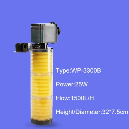 WP-3300B 25W SOBO 10 Вт-30 Вт воздушный насос погружной воздушный компрессор для аквариума биологический Аквариум Внутренний фильтр насос с губкой для аквариума - Цвет: WP-3300B 25W