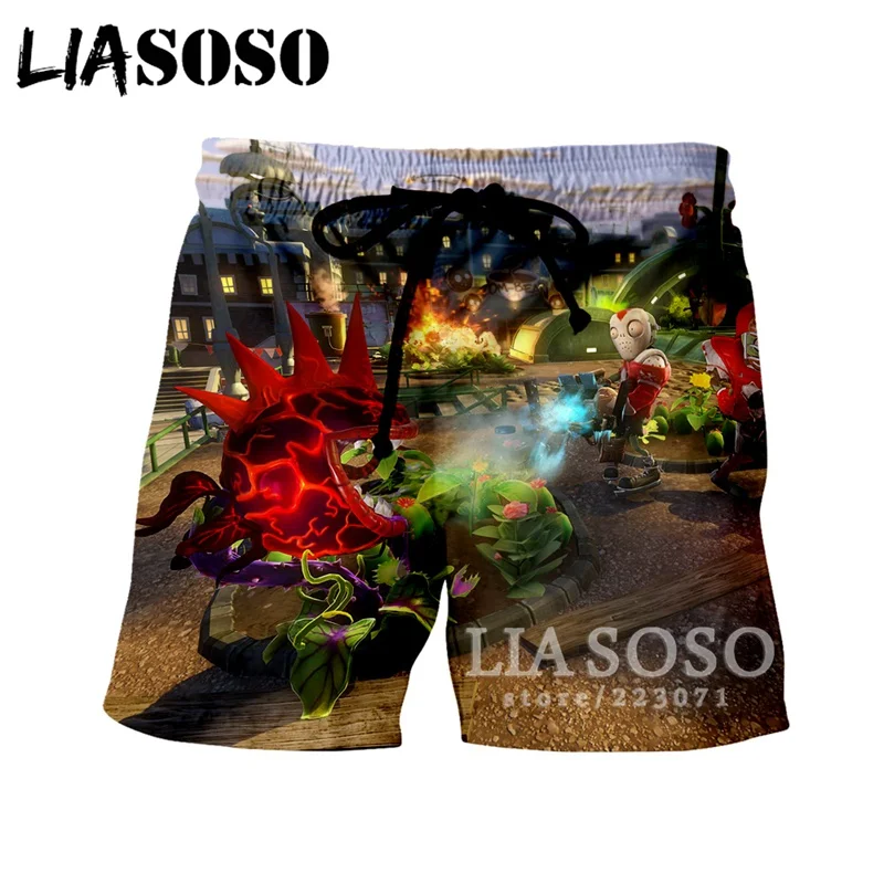 LIASOSO 2019 летние новые мужские и женские шорты с 3D принтом видео игры Растения