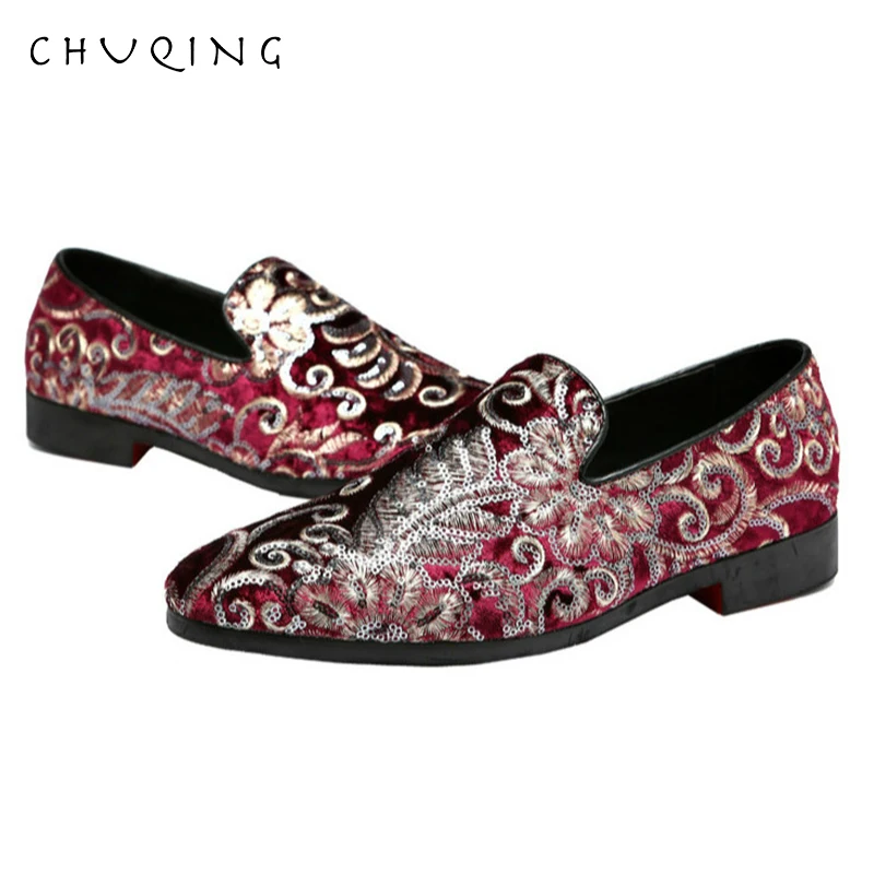 CHUQING Casual Loafers Embroidery Set Men's Shoes Retro Fashion Wild | Обувь