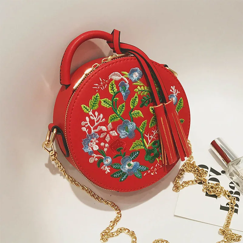 Новый Национальный парусник вышивка цветок женская сумка круглый торт маленькая