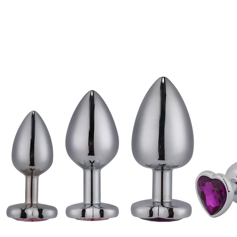 3 шт./компл. Анальная пробка сердце из нержавеющей стали кристалл съемный