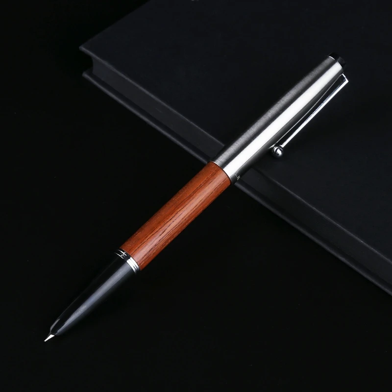 1 шт. JINHAO, винтажная стальная металлическая крышка, деревянный баррель, авторучка, 0,38 мм, перо, бизнес, офис, подарок, канцтовары, офисные, школьные принадлежности