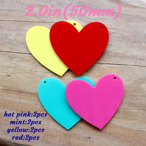 yellow set-8pcs 50 мм акриловые сердца брелки черный, белый, розовый, темно Фиолетовый лазерная резка брелок для ключей с монограммой вечерние украшения 2inches-AC1054 - Цвет: yellow set-8pcs