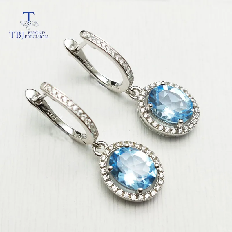 TBJ натуральный голубой топаз овальный 7*9 мм 4.5ct драгоценный камень застежка