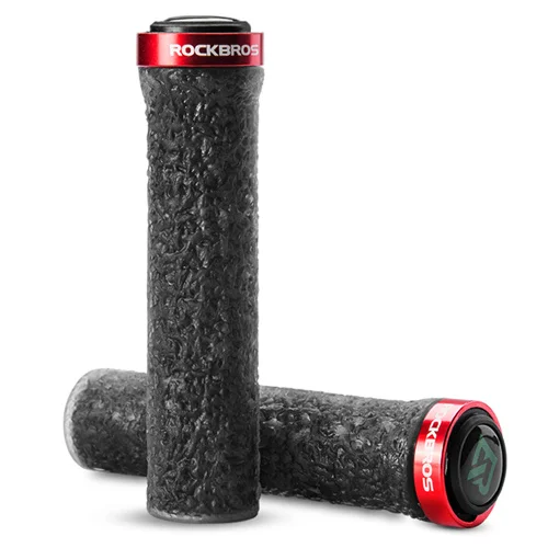 Red Black Rubber ROCKBROS ухваты Сверхлегкий для езды на велосипеде, MTB велосипед силиконовый/губка Материал руль Анти-занос, удар-поглощая деталь для велосипеда - Цвет: Red Black Rubber