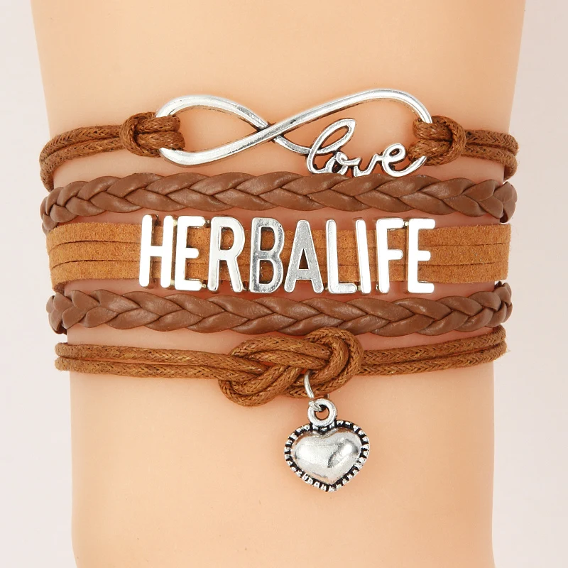 NCRHGL Infinity Love HERBALIFE кожаная Подвеска для браслета в форме сердца плетеные браслеты