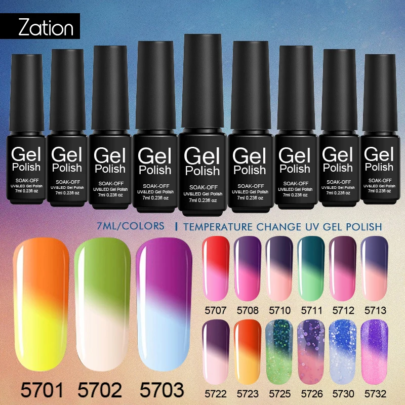 Зация 7 мл Термальность Хамелеон Гель Температура изменить Цвет гель польский DIY