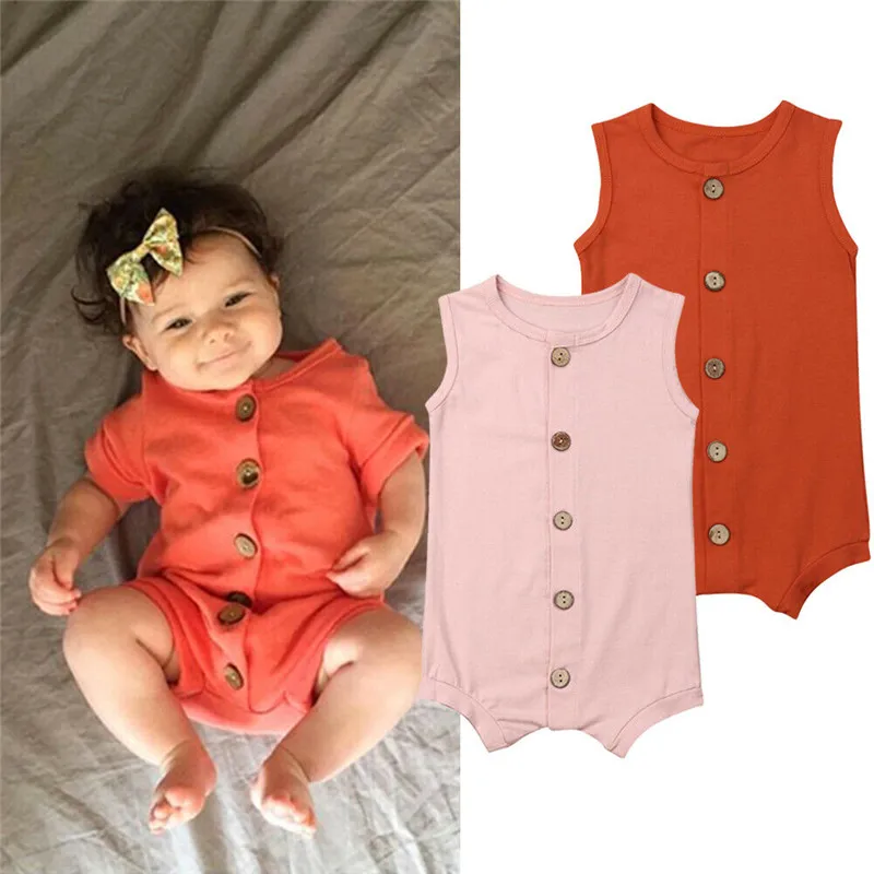 Летняя одежда для новорожденных мальчиков и девочек однотонный хлопковый