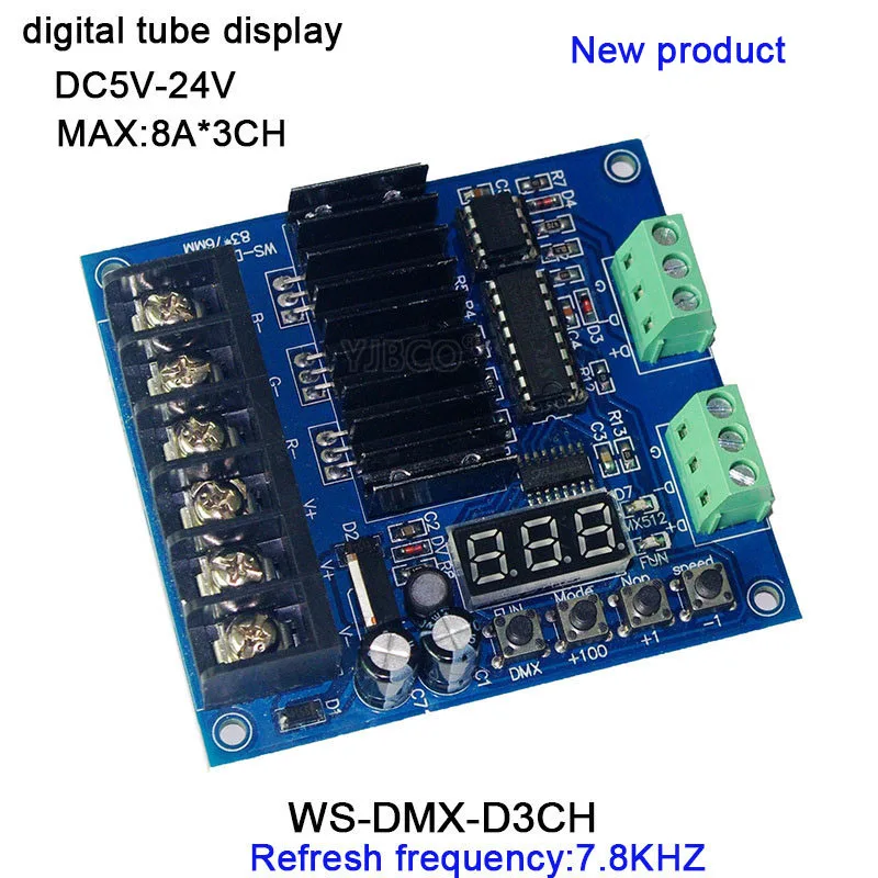 DC5V-24V, 3CH/4CH/6CH/8CH/9CH/12CH RGB RGBW DMX512 светодиодный контроллер, DMX512 декодер для светодиодный светильник светодиодный модуль - Цвет: WS-DMX-D3CH