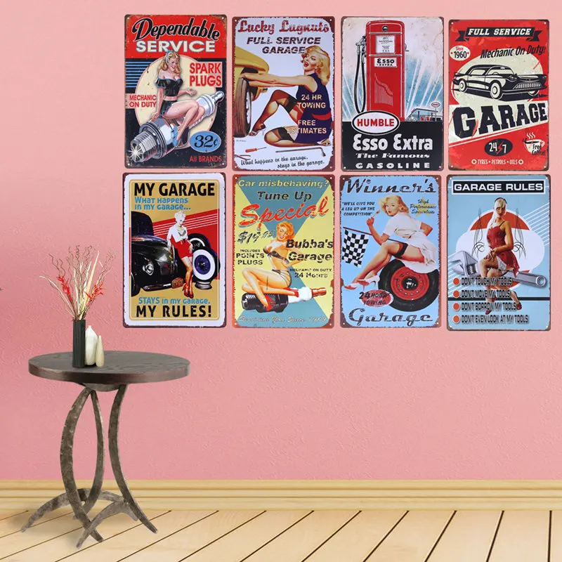 Классический настенный плакат &quotGarage Rules&quot винтажный домашний декор магазин по
