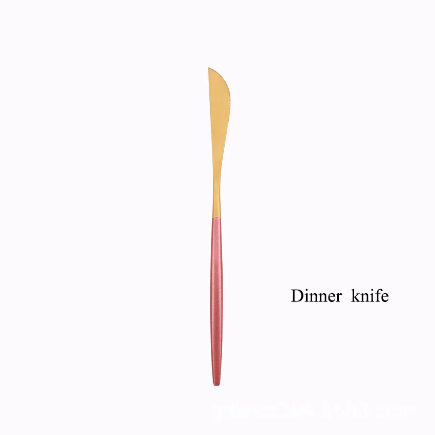 Dinner Knife Сращивание розового золота из нержавеющей стали набор посуды столовые приборы западные столовые приборы столовая вилка ножи для масла набор ложек Прямая - Цвет: Dinner Knife