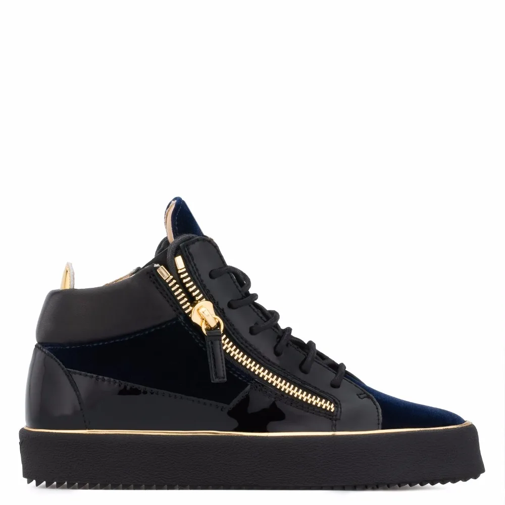 Leather and Suede Patchwork Men Casual Shoes Lace Up Sneaker Top Zipper Flat Thick Bottom Creepers Zapatillas Hombre |