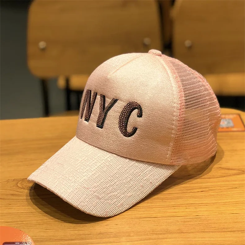 Дизайнерская блестящая NYC Кепка s для женщин и мужчин, сетчатая теннисная летняя кепка-бейсболка, модная дышащая Регулируемая Повседневная Солнцезащитная шляпа для девочек