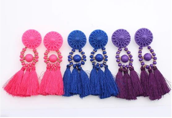 2018 Brincos Женский Бренд Boho висячие серьги с бахромой винтажные этнические