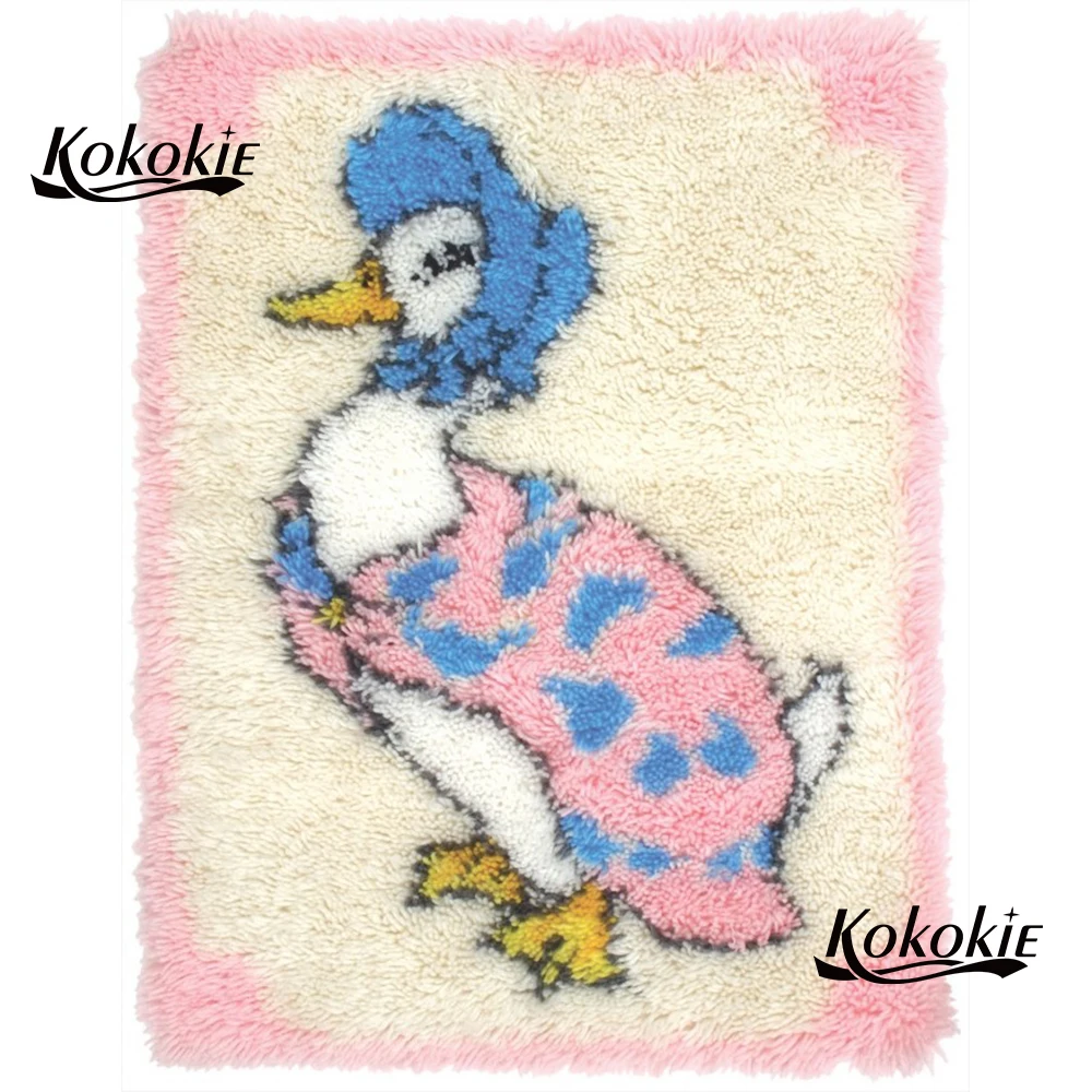 

duck diy latch hook kits rug 3d printedlatch hook kussen home decor needle for carpet embroidery foamy floralkussen knooppakket