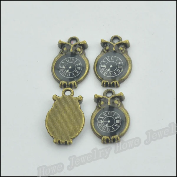 Качественные 9 шт шарма Эмаль черные часы в виде совы Часы Кулон Античный
