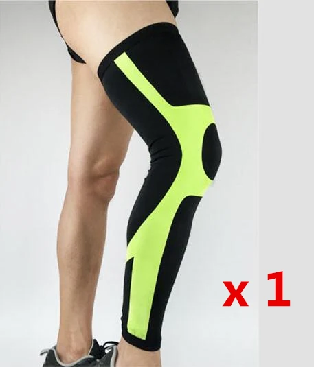 1 piece Black Green Высокоэластичная лайкра, баскетбольные Компрессионные Рукава, спортивные защитные наколенники для бега, велосипедные гетры, наколенники - Цвет: 1 piece Black Green