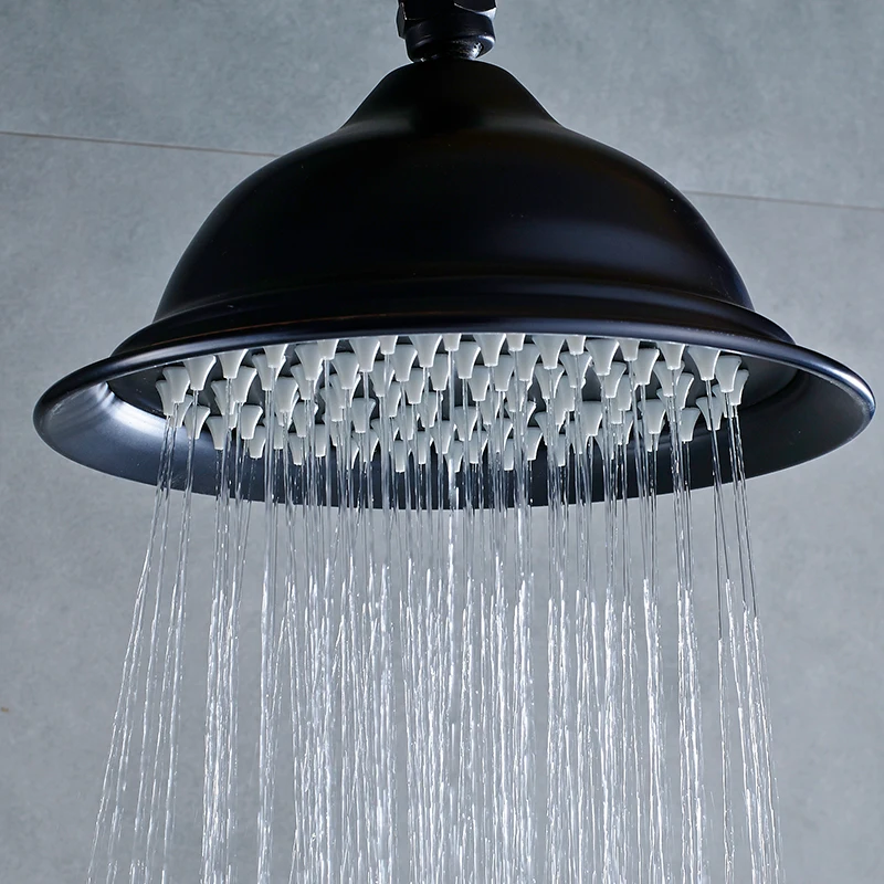 Набор смесителей для душа Quyanre бронзовый черный цвет Вертлюг двойная ручка полка