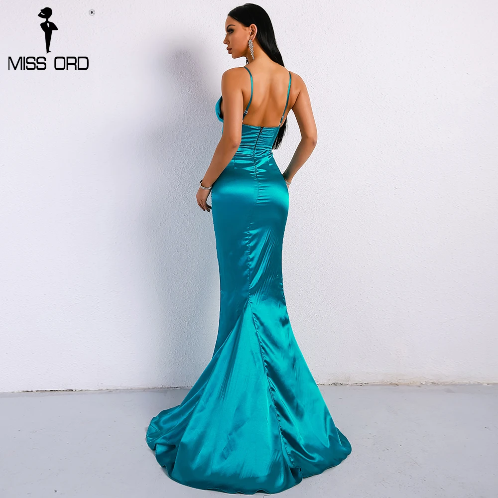 Missord 2019 Сексуальная V шеи сплошной Цвет с плеча спинки платья женские элегантные