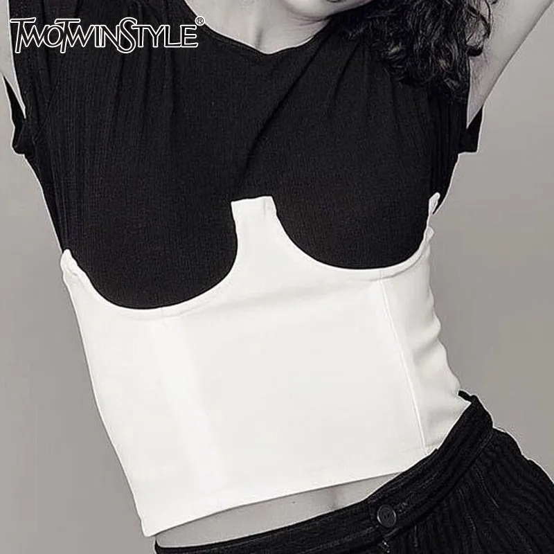 white TWOTWINSTYLE, корсет для женщин, сексуальный, туника, Бюстгальтеры больших размеров, талия, корсет, топы, женские,, весна, осень, модная одежда - Цвет: white