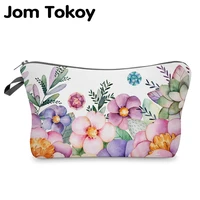 jom tokoy cosmetic organizer bag make up flowers 3d printing cosmetic bag fashion women brand makeup bag