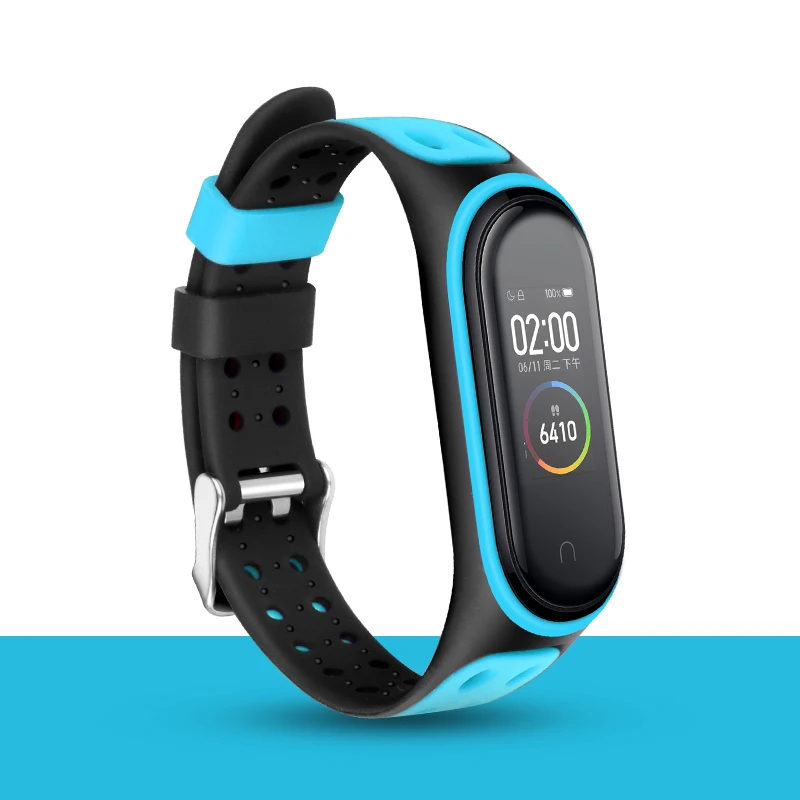 Мягкий браслет Для Xiaomi Mi Band 4 Ремень Силиконовый ремешок Для Mi Band 4/3 Аксессуары Miband 4 NFC Сменный ремешок - Цвет ремешка: black blue
